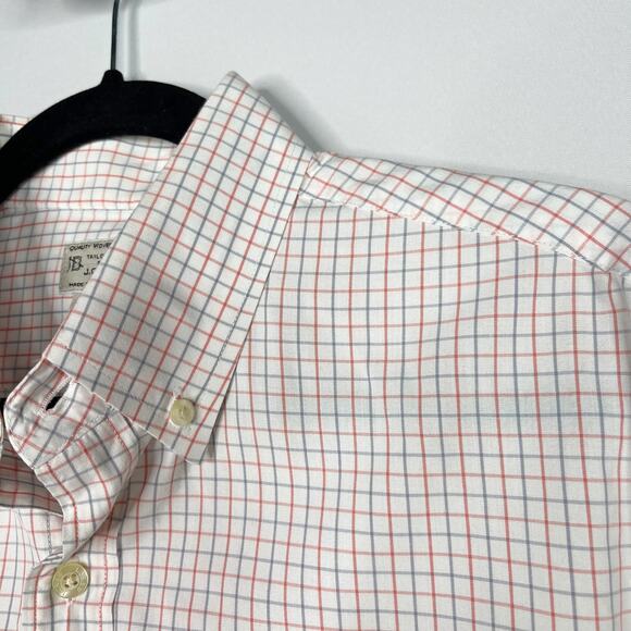 J Crew Mens Medium M Set of 2 Plaid Button Down Dress Shirts White Blue Cotton - Picture 6 of 14